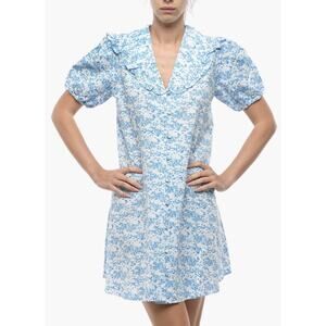 NWOT Samsoe Samsoe Ruffle Collar Puff Sleeve Mini Dress Recycled Cotton Small